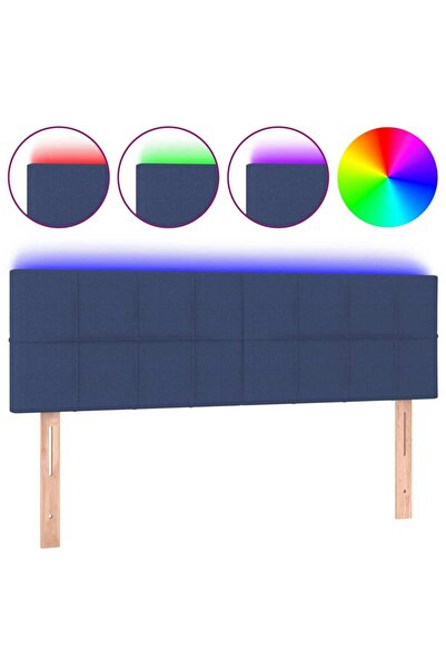 vidaxl Tăblie de pat cu LED, albastru, 144x5x78/88 cm, textil