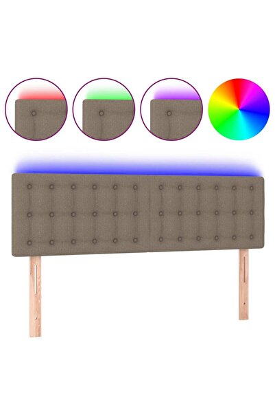 vidaxl Tăblie de pat cu LED, gri taupe, 144x5x78/88 cm, textil