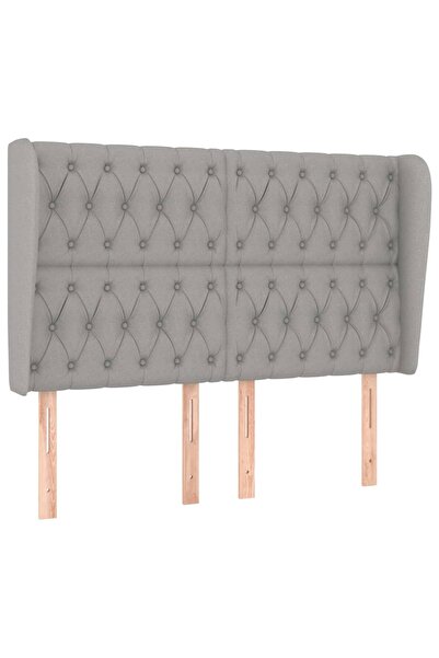 vidaxl Tăblie de pat cu aripioare gri deschis 163x23x118/128 cm textil