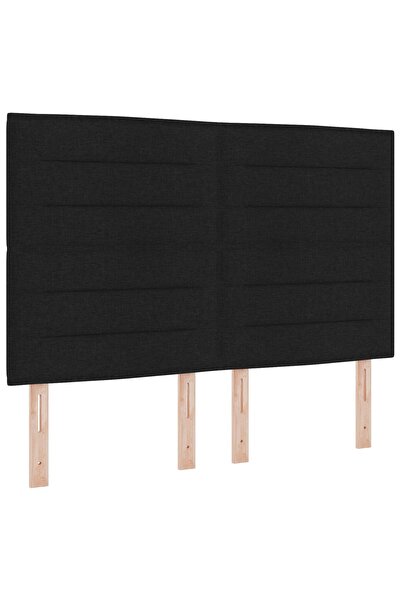vidaxl Tăblie LED cu benzi LED cu headboard Negru 144 cm țesătură