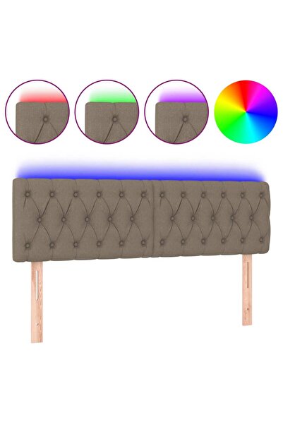 vidaxl Tăblie de pat cu LED, gri taupe, 160x7x78/88 cm, textil