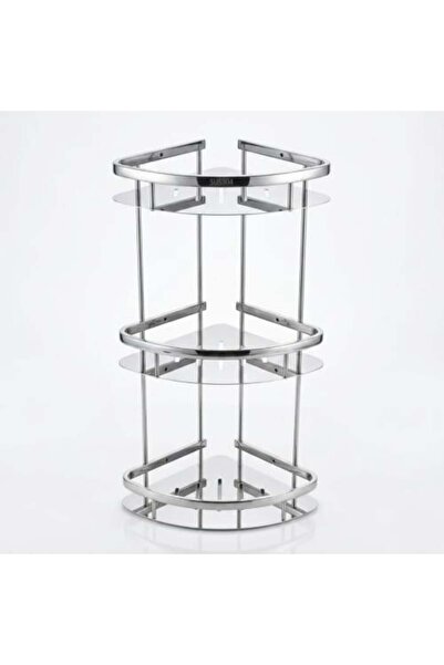 helemend 3-Tier Corner Mesh Bathroom Accessory Rack, Chrome - Helmand