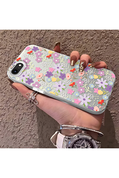 PATTERNOVA iPhone 7/8/SE 2020 2022 Uyumlu Tam baskılı küçük çiçek sert kılıf,...