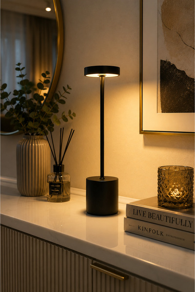 Vien Home Şarjlı Dokunmatik LED Masa Lambası – 3 Renk Işık Modlu, Kablosuz Mo...