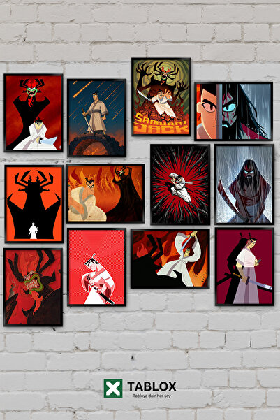 TABLOX 12 Parça Samurai Jack Aku Cartoon Network Çizgi Dizi Samuray Film Deko...