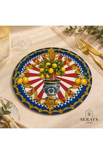 Home SeraysHome Amalfi Limon Desenli MDF Supla 35 cm Tekli Amerikan Servis