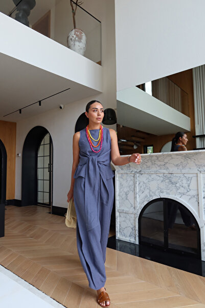 Özge Özgenç 100% Linen Trousers with Cuffs