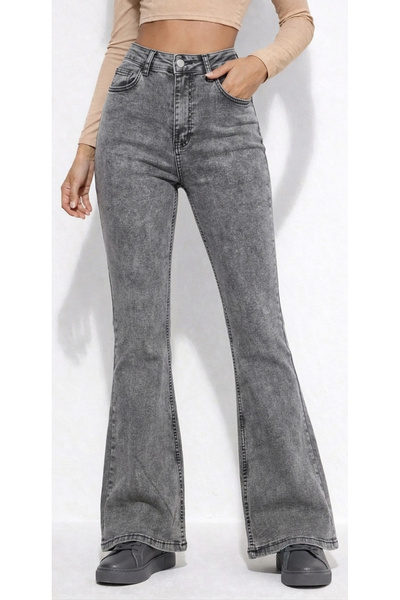 By Caspita Fashion Women's High Waist Flared Power L Lycra Jeans D Denim Jean
