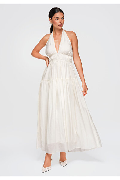 OMBRE Women's Maxi Dress, Flared Design with V-Neck OW-DLR-E0001