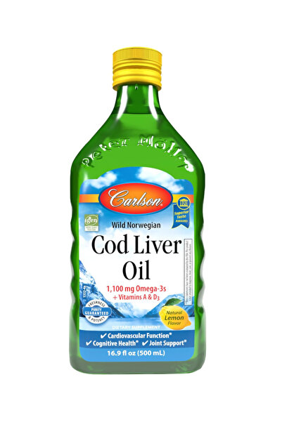 Carlson Cod Liver Oil 1100 mg Omega-3s Plus Vitamins A & D3, Wild Caught Norw...