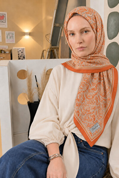 BONASERA EŞARP Women's Scarf Cotton Patterned Casual 95X95 cm