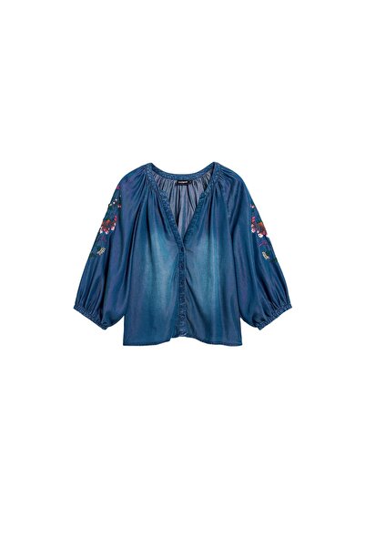Desigual Cămașă de blugi pentru femei 26SWBW16 Bleumarin