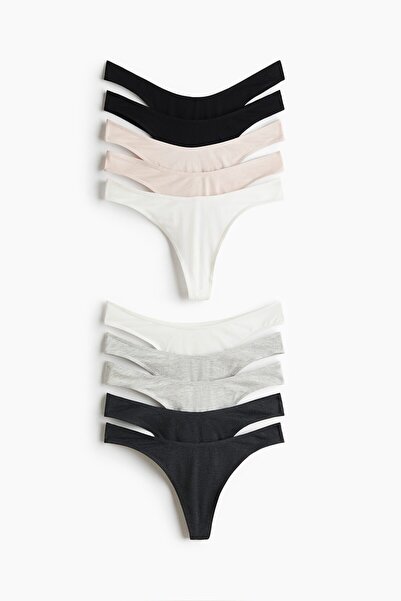 H&M 10'lu Pamuklu Thong Külot