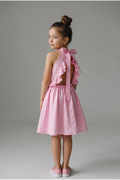 zühre balaban Pink Cotton Short Girls Dress
