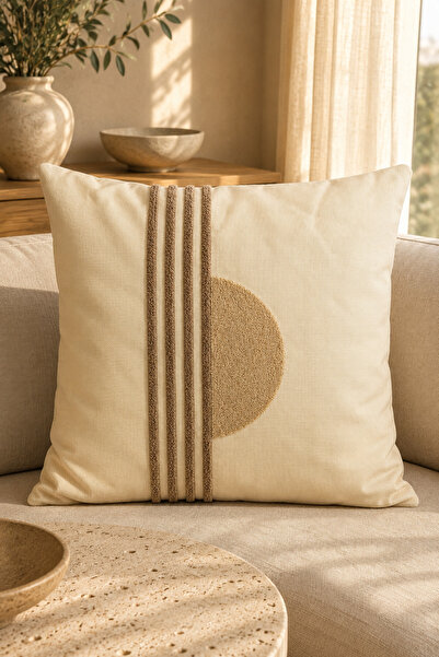Modamina Punch Nakışlı Kırlent Kılıfı Fermuarlı 42x42 cm, Geometrik Desenli, ...