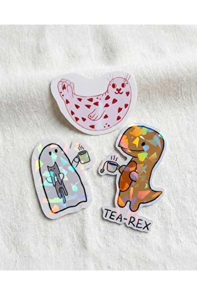 Plumie Hologram Laminasyonlu Die Cut Sticker Seti 3’lü | Laptop, Defter, Sulu...