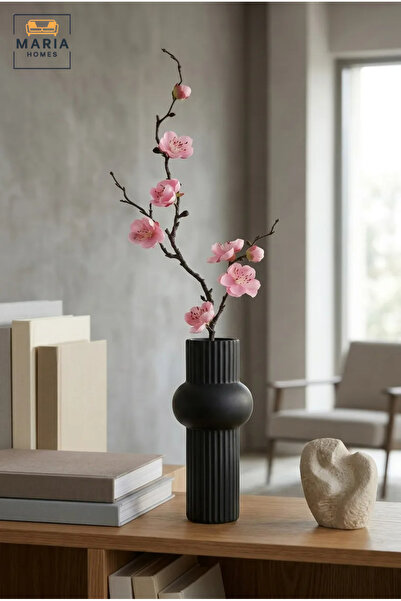 MARIA HOMES Modern Decorative Flower Vase with Ribbed Texture and Sculptural ...