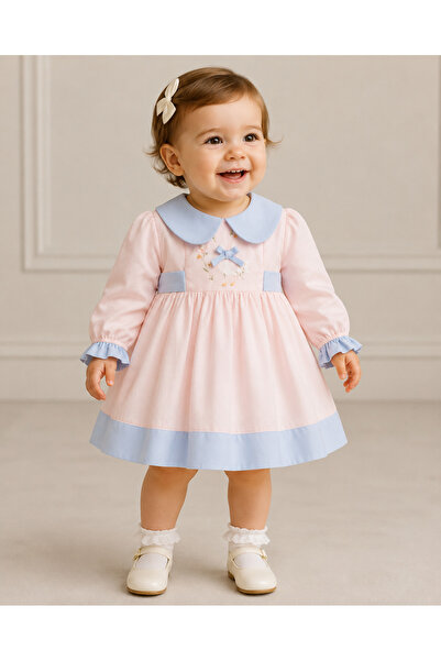 Alvadonna Baby Girl Dress with Embroidered Front and Tie at the Back