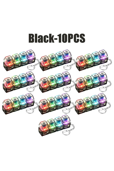 Choice8 Black-10PCS LED Keyboard Keychain Fidget Toys 4 Keys Keyboard Keycaps...