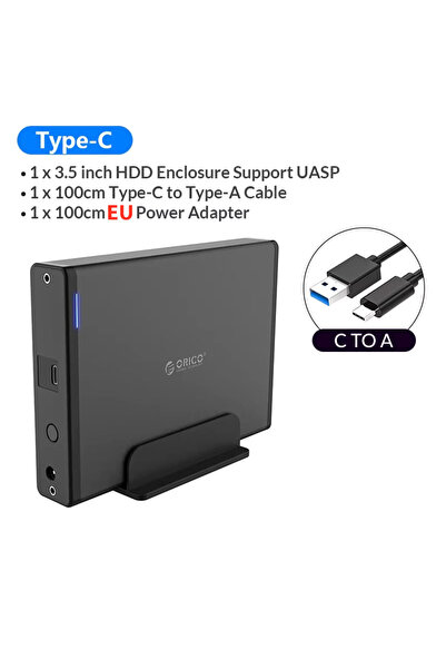 Choice علبة قرص صلب خارجي من أوريكو بمنفذ USB-C وقابس أوروبي، مقاس 3.5 بوصة م...