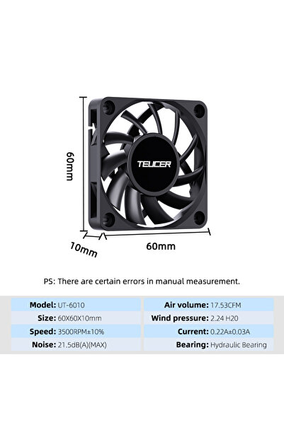 Choice NO RGB black UT-6010 1Fan Teucer UT-6010 6cm DC 12V 3Pin Cooling Fan w...