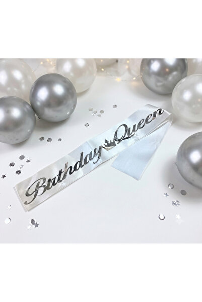 Latella BİRTHDAY QUEEN KUŞAK GÜMÜŞ DOĞUM GÜNÜ KUŞAĞI PARTİ KUŞAĞI KURDELE