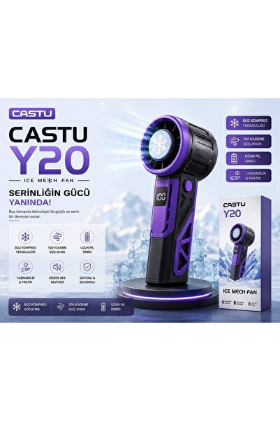 CASTU Şarjlı El Vantilatörü 100 Kademeli Mini Fan DİJİTAL GÖSTERGELİ USB Taşı...
