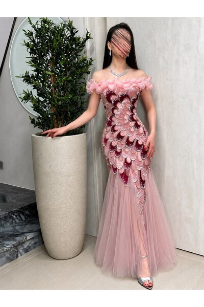 Jood Luxury Embroidery Mermaid Evening Dress Maxi Length Party Wear Gown