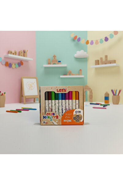 Lets Let’s Color Monster Jumbo Keçeli Kalem | 12 Renk