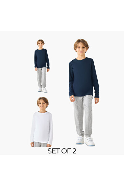 Juniors Crew Neck Long Sleeve T-shirt, Set of 2