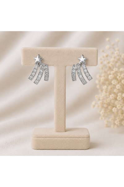 Bymiel Women's Silver Color Stone Comet Earrings