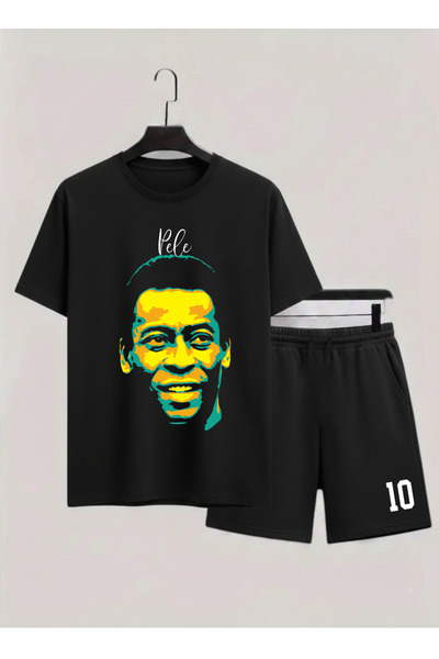 MAGORS Pele Printed 100% Cotton Crewneck Children's T-Shirt-Shorts Two-Piece Set