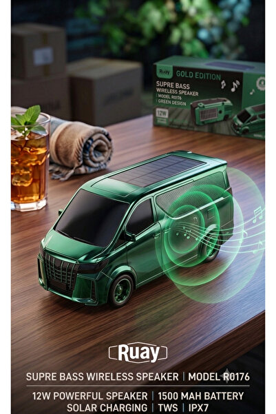 Primo Plus 12W Wireless Bluetooth Car Speaker with Solar Charging, Deep Bass ...