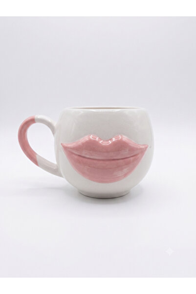 PALTO TASARIM Pink Lip Cream Glossy Balloon Mug (3D Embossed Cream Mug) - Gif...