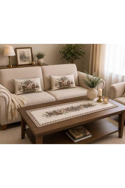 Yeshome Collection Βίντατζ Μπουκέτο Σετ Χαλάκι Δαπέδου και Μαξιλαριών (1 x 40...