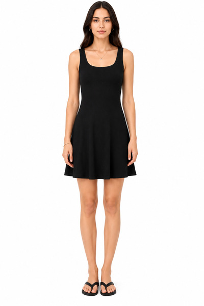 MODA Fitilli Askılı Kloş Mini Elbise