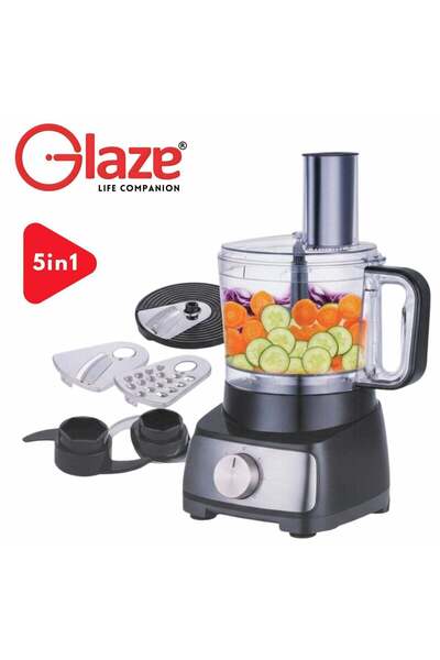 Glaze 5-In-1 Multifunctional Food Processor 800W - 3 Speeds With Chopper, Sli...