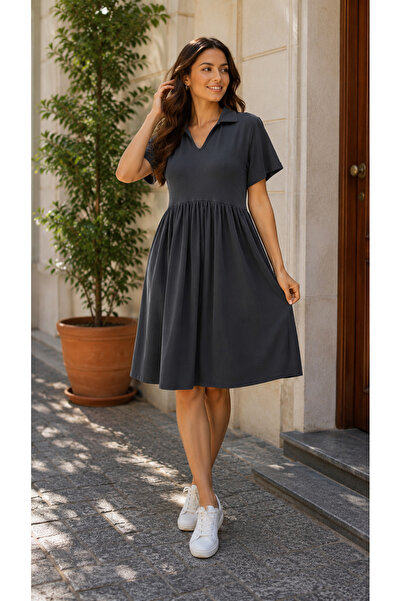 Kokosh moda Modern Elegance Women's V-Neck Short Sleeve Shirred Relaxed Fit C...