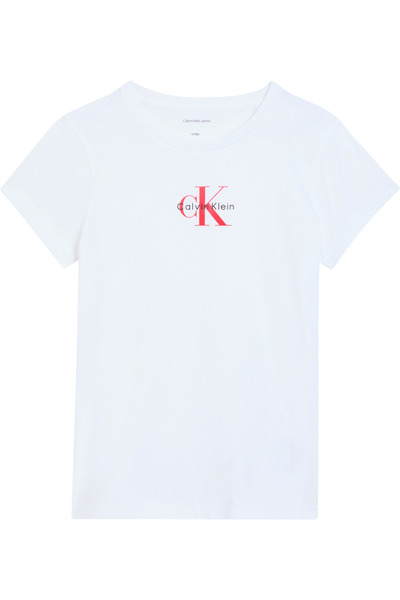 Calvin Klein Kız Çocuk Beyaz Mikro Monogram T-Shirt