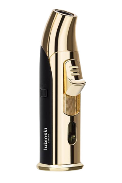 Lubinski Tek Torch Pürmüz Siyah Gold Metal Masa Tipi Puro Çakmağı LB-194