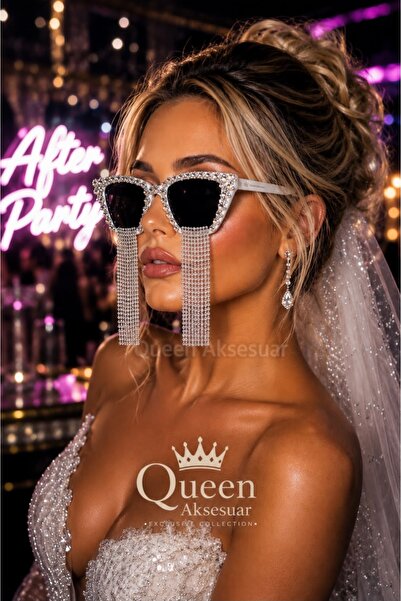 QUEEN AKSESUAR Luxury Design Crystal Stone Chain Pendant Tassels Bride Bridal...
