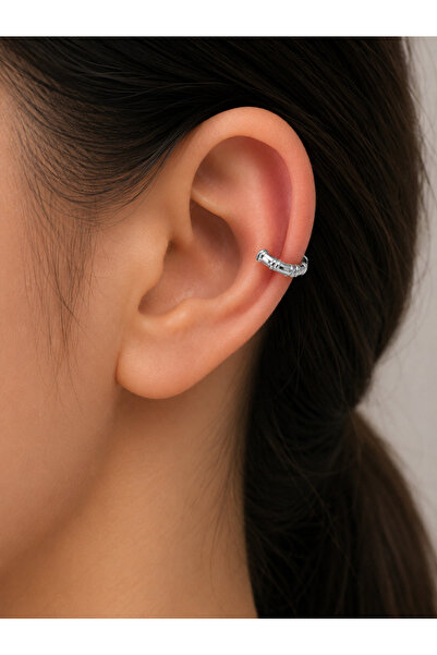 Bymiel Silver Color Vintage Patterned Thick Cartilage Earring – Single Piece