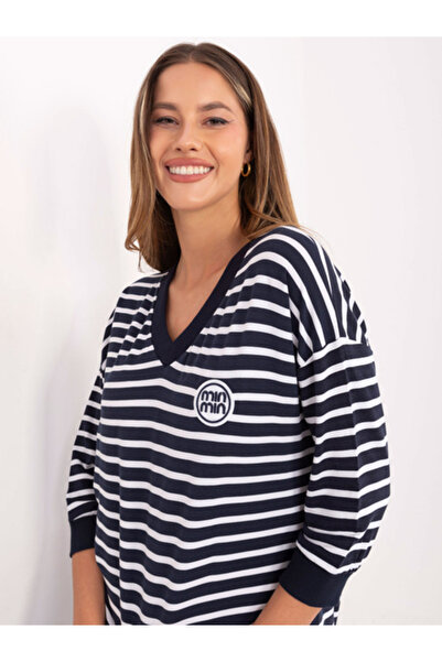 Relevance Bluza Dama, RELEVANCE, Mikromodal, Maneca 3/4, Bleumarin, model RV-...