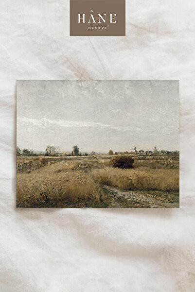 Hane Concept Vintage Harvest Field Poster, Pastoral Rural Scenery with Hay Cart