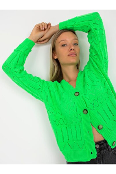 rue parıs Pulover Dama, RUE PARIS, Acril, Maneca lunga, Verde neon, model LC-...