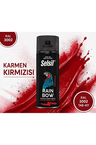 Selsil RAİNBOW AKRİLİK SPREY BOYA KARMEN KIRMIZI RAL3002 (400ML)