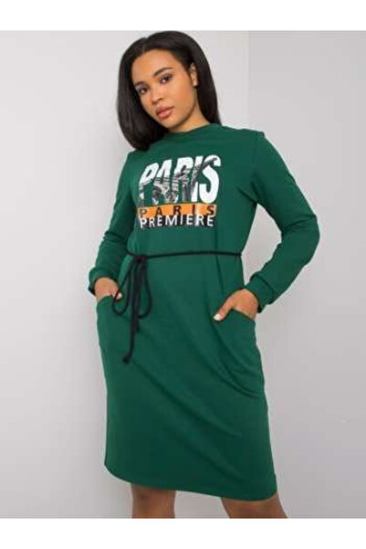 LAKERTA Rochie Dama, LAKERTA, Bumbac, Maneca lunga, Verde inchis, model LK-SK...