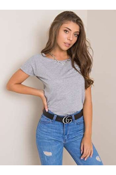 Basic Feel Good Tricou Dama Mini, Decolteu barcuta, BASIC FEEL GOOD, Gri Casu...