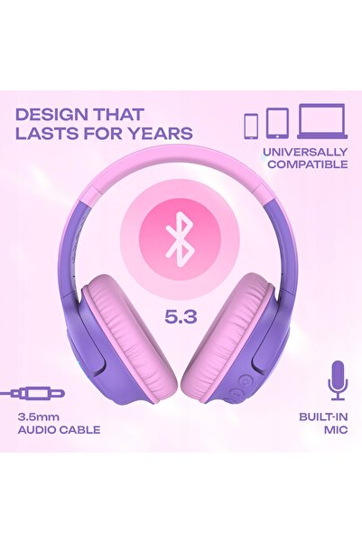 PowerLocus Căști over-ear bobo pentru copii roz-violet