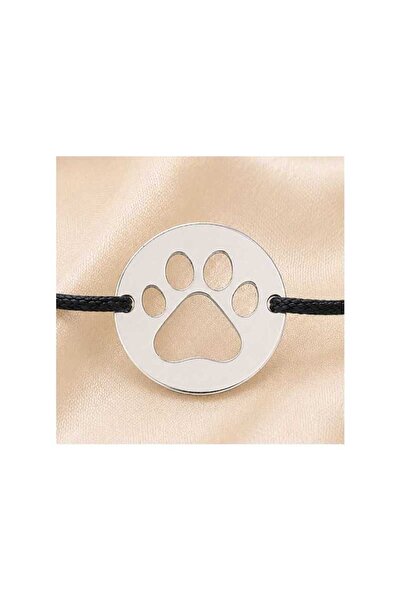 Simoshop Brățară din Argint 925 cu banut labuță și snur negru reglabil, 13 mm...